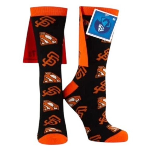 San Francisco Giants Superman Logo Socks Adult Large Black Orange Success Brands - Picture 2 of 16